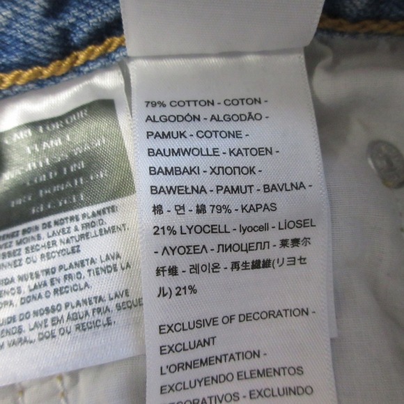 Levi's Premium Ribcage Straight Ankle Jeans Women 27 Blue Cotton Distressed 576 - Picture 4 of 15